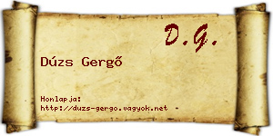 Dúzs Gergő névjegykártya
